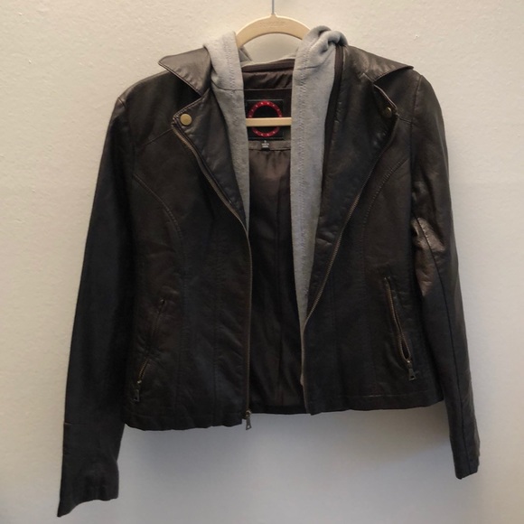 giacca Jackets & Blazers - Giacca Brown Faux Leather Sweatshirt Jacket